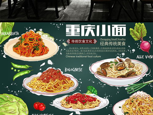 重庆小面面馆小吃店餐饮工装背景墙图片素材 效果图下载